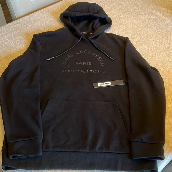Karl Lagerfeld Paris - NWT Latitude/Longitude Hoodie sweatshirt/Men’s M / Black - Picture 5 of 10